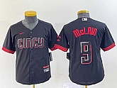 Youth Cincinnati Reds #9 Matt McLain Black 2023 City Connect Cool Base Stitched Jersey,baseball caps,new era cap wholesale,wholesale hats